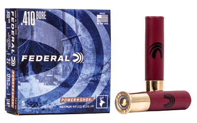 Federal, PowerShok, 410 Gauge, 2.5", Max Dram, .25oz, Rifled Slug, Hollow Point,5 Round Box