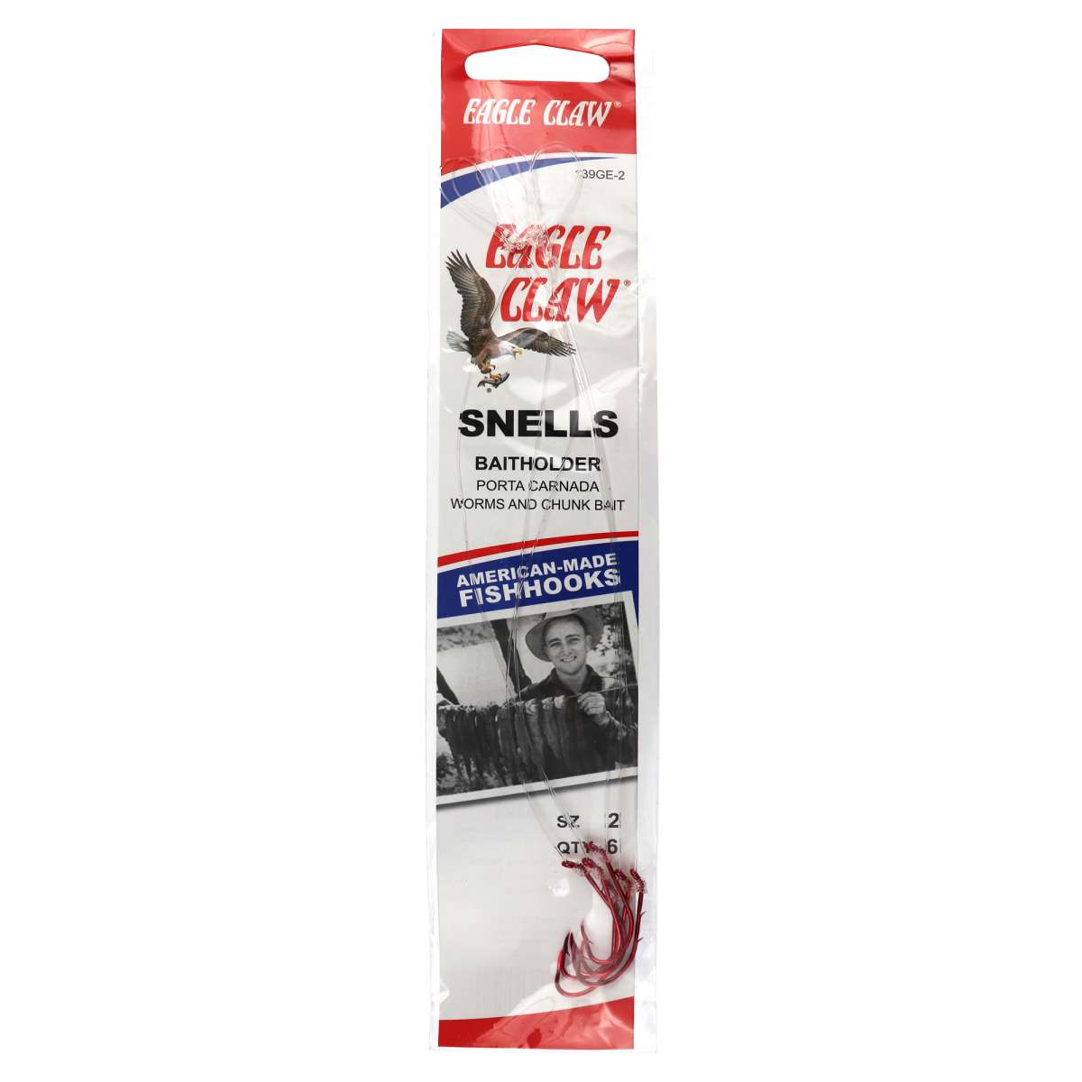 EA Snelled Baitholder Red Size 4 6pk