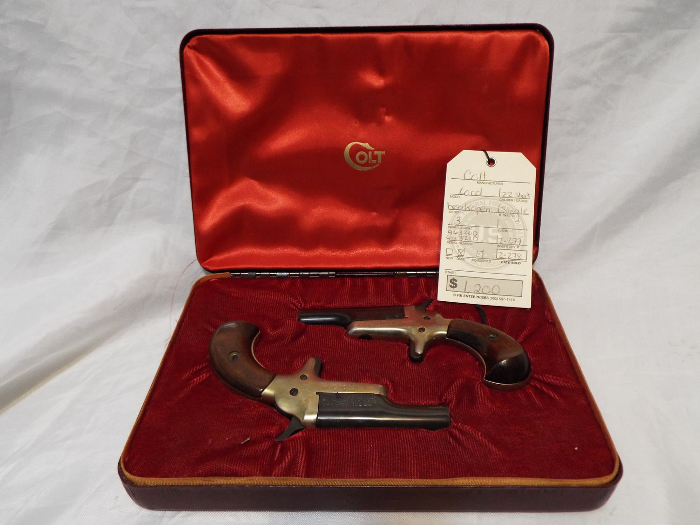 Colt, Pair of Matched Colt Derringers, Cased, Circa 1959. Cal. .22 Short. .