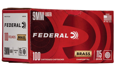 Federal, Champion, 9MM, 115 Grain, Full Metal Jacket, 100 Round Box