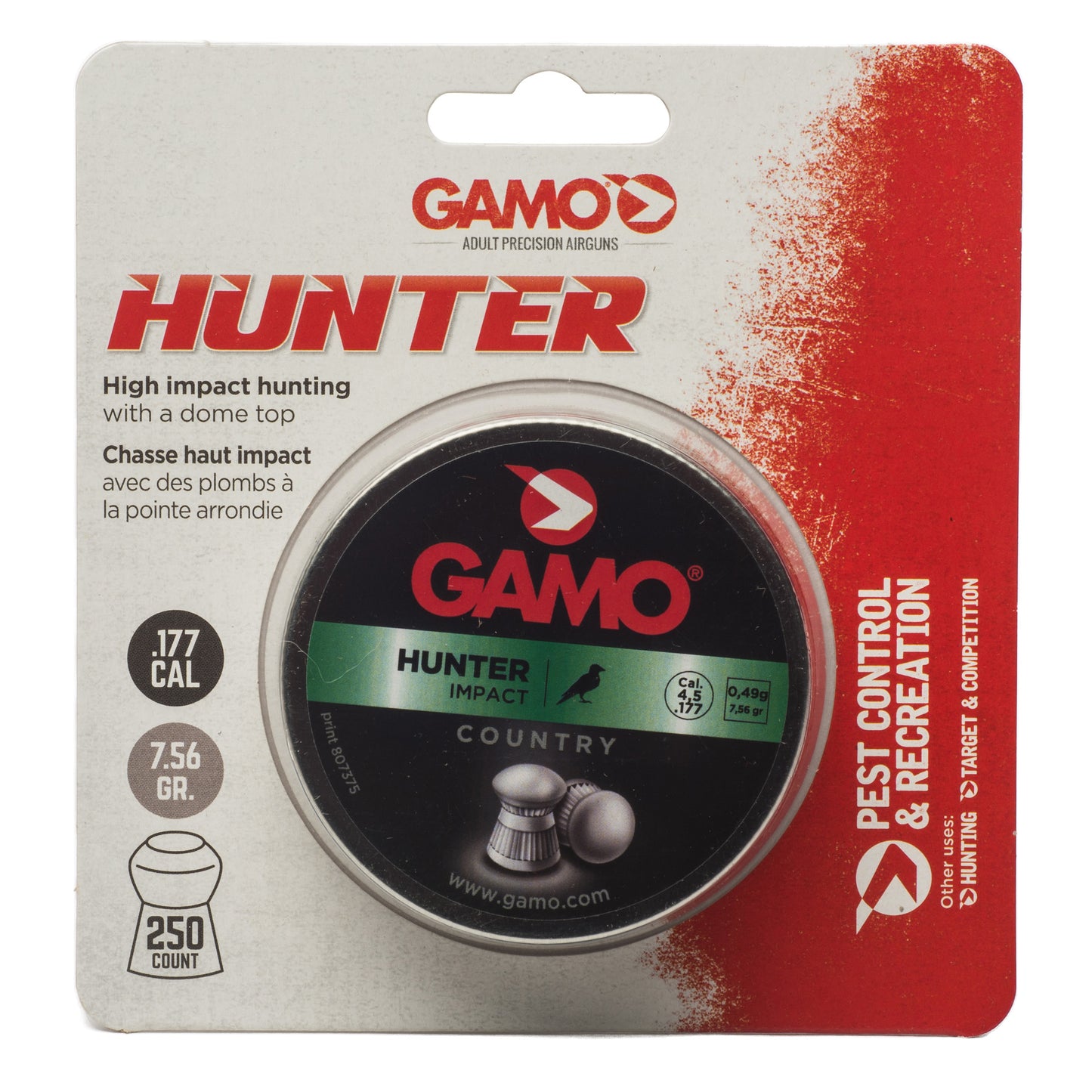 Gamo, Gamo Hunter, Pellets, .177 Pellet, Round Nose, Tin, 250 Count