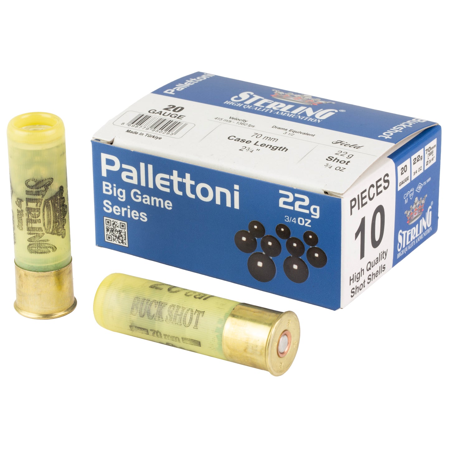 Sterling, Big Game Series, 20 Gauge, 2.75", 00 Buckshot, 6/8 oz, Shot Shell, 10 Round Box