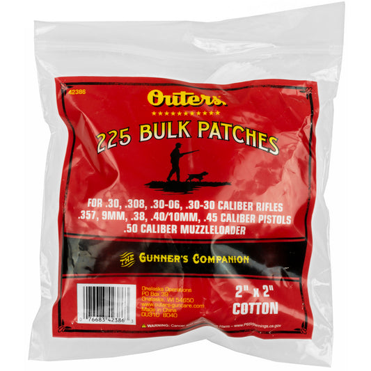 Outers, Cleaning Patches, Bulk Pack, .30-.50 Cal, 225 Count