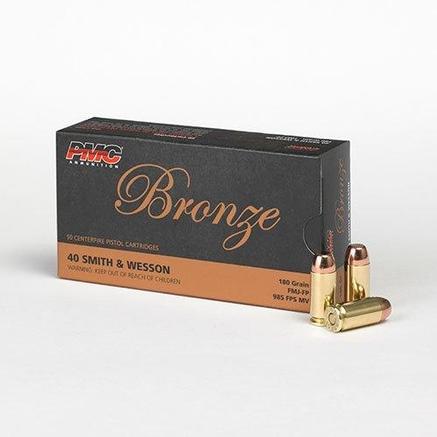 PMC Bronze 40 S&W Handgun Ammunition 180 gr FMJ 985 fps 50/box