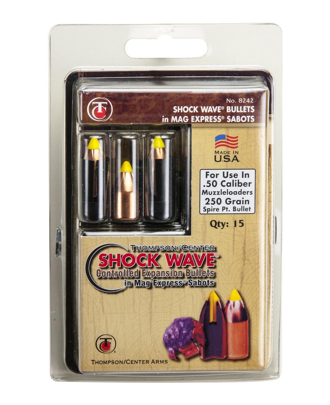 Thompson Center Shockwave Spire Point Polymer Tip Bullets .50 cal Sabot 250gr 30/ct