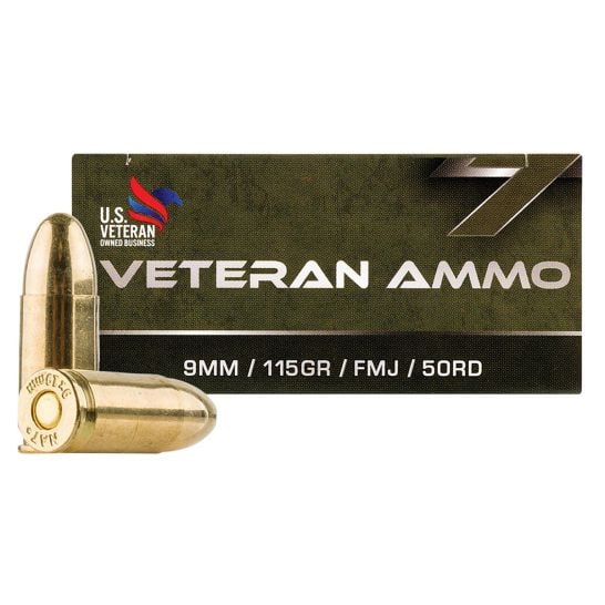 Hyperion Munitions Veteran 9mm 115 gr FMJ Ammo, 50rds