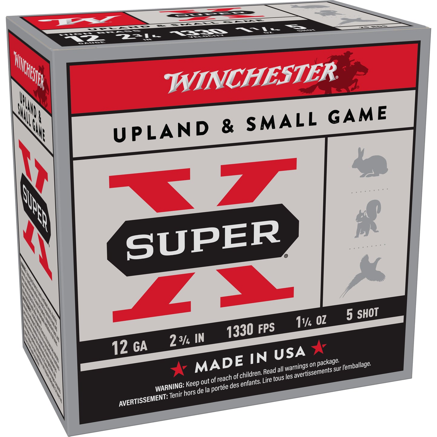 Winchester Ammunition, Super-X Upland, 12 Gauge 2.75", #5 Shot, 1 1/4 oz, Shotshell, 25 Round Box