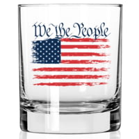 2 MONKEY WHISKEY GLASS WE THE PEOPLE FLAG