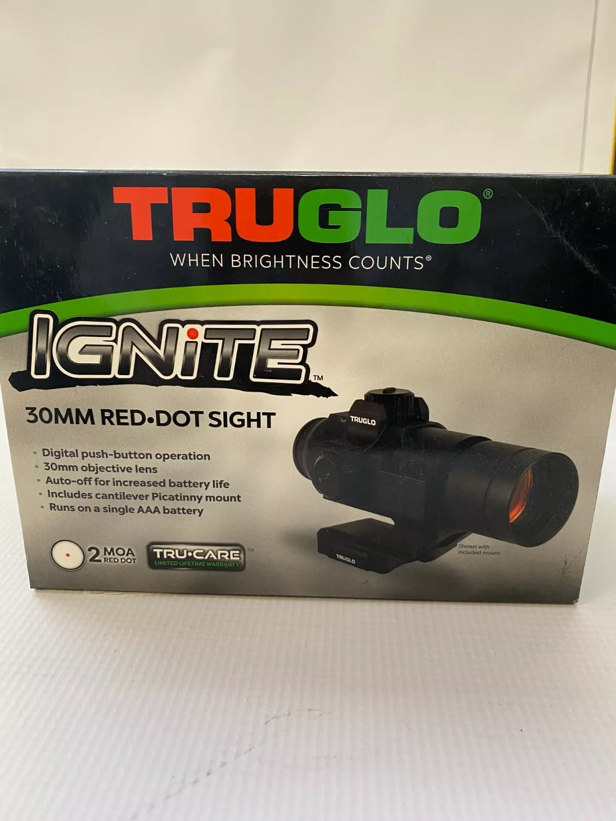 TruGlo Ignite 30mm Red Dot with Cantilever Mount, 2 MOA
