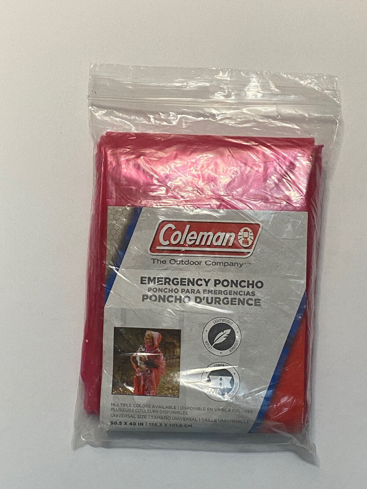 New Coleman Outdoor Company Hooded Poncho OSFM 50" x 40".