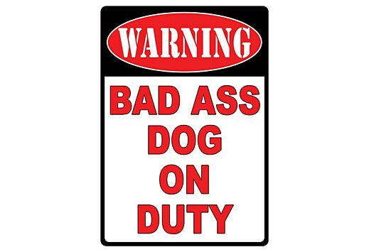 RIVERS EDGE SIGN 12"x17" "WARNING BAD A** DOG"