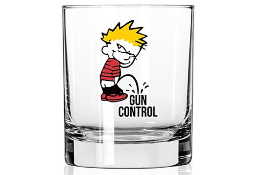 2 MONKEY WHISKEY GLASS PISS ON GUN CONTROL