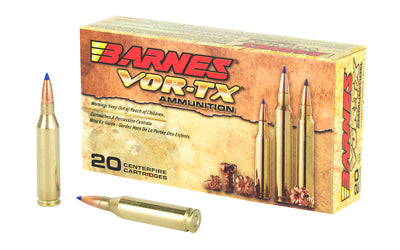 Barnes, VOR-TX, 243WIN, 80 Grain, Tipped Triple Shock X, Boat Tail, Lead Free, 20 Round Box, California Certified Nonlead Ammunition