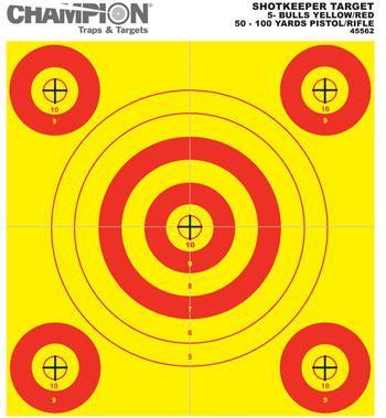 Champion Shotkeeper Targets Yellow & Red 5 Bull, Small, 12/Pack