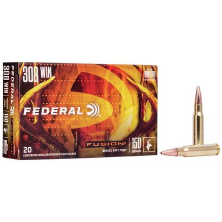 Federal Fusion Rifle Ammunition .308 Win 150 gr BTSP 2390 fps - 20/box