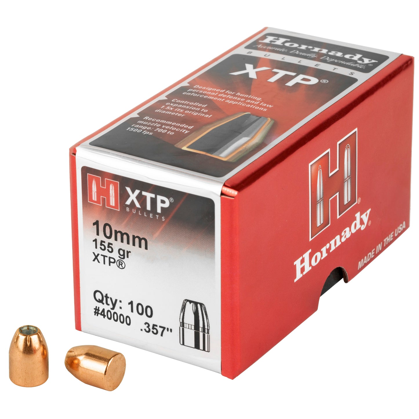 Hornady, XTP, .400 Diameter, 10MM, 155 Grain, Hollow Point, 100 Count