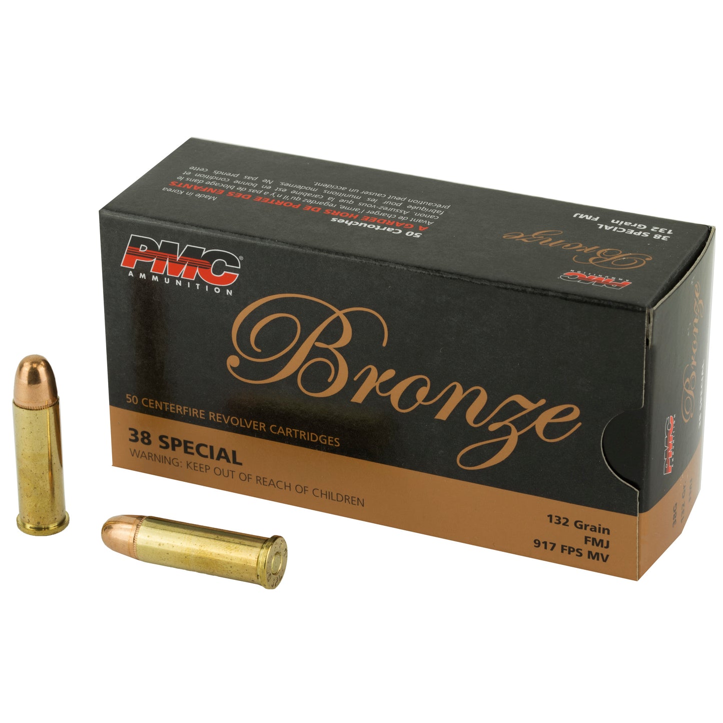 PMC, Bronze, 38 Special, 132 Grain, Full Metal Jacket, 50 Round Box