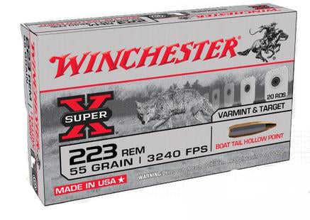 Winchester Super-X Varmint & Target Rifle Ammunition .223 Rem 55gr BTHP 3240 fps 20/ct