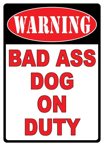 RIVERS EDGE SIGN 12"x17" "WARNING BAD A** DOG"