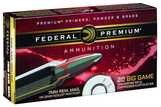 Federal Premium VITAL-SHOK 7mm Magnum 160 Grain Nosler Partition Centerfire Rifle Ammo 20 Rounds