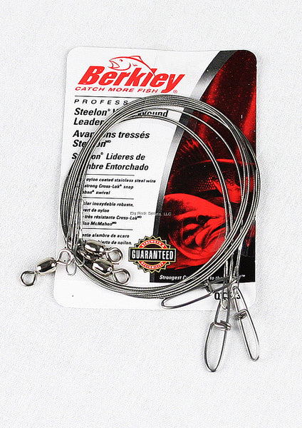 Berkley 3W630 Wire Wound Steelon Leader 3Pack 6" 30# Bright w/Cross-Lok Snaps