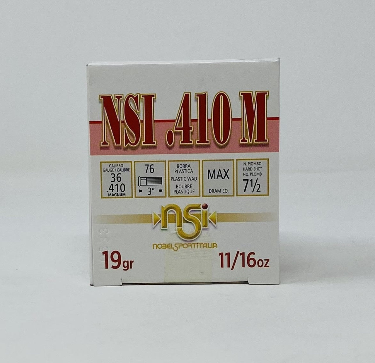 Nobel Sport Italia .410 Bore Ammunition 3" 7-1/2 Shot