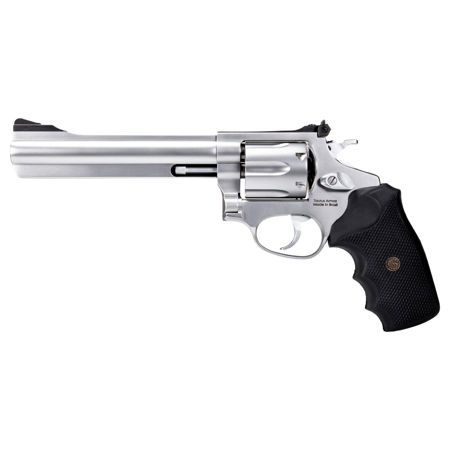 Rossi, RM66, Double Action/Single Action, Steel Framed Revolver, 357 Magnum, 6" Barrel, Stainless Steel Finish, Silver, Rubber Grips, Adjustable Sights, 6 Rounds