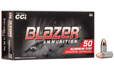 Blazer Ammunition, Blazer, 9mm, 115 Grain, Full Metal Jacket, 50 Round Box