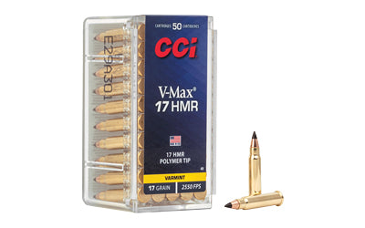 CCI Ammunition, V-Max, 17HMR, 17 Grain, Poly Tip, 50 Round Box - 40 box case