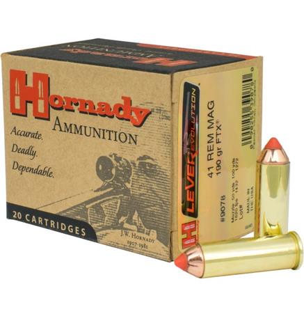 Hornady LEVERevolution Rifle Ammunition .41 Mag 190 gr FTX 1620 fps 20/ct