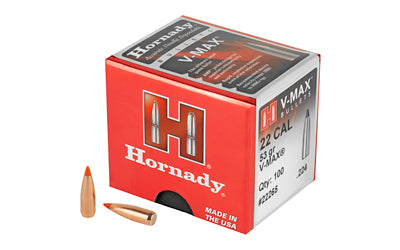 Hornady, V-Max, .224 Diameter, 22 Caliber, 53 Grain, Ballistic Tip, 100 Count