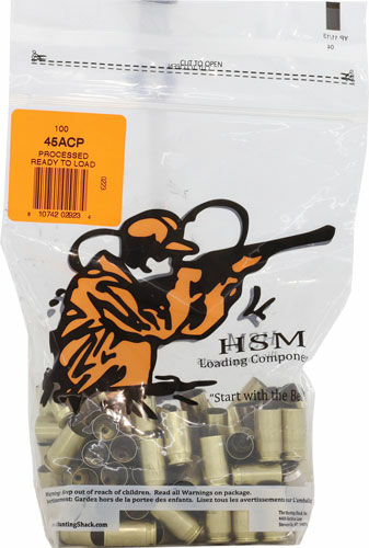 HSM BRASS 45 ACP ONCE FIRED UNPRIMED 100 PACK