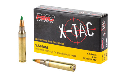 PMC Ammunition, XTAC, 5.56 NATO, 62 Grain, LAP, 20 Round Box, Green Tip (1000 RND CASE)