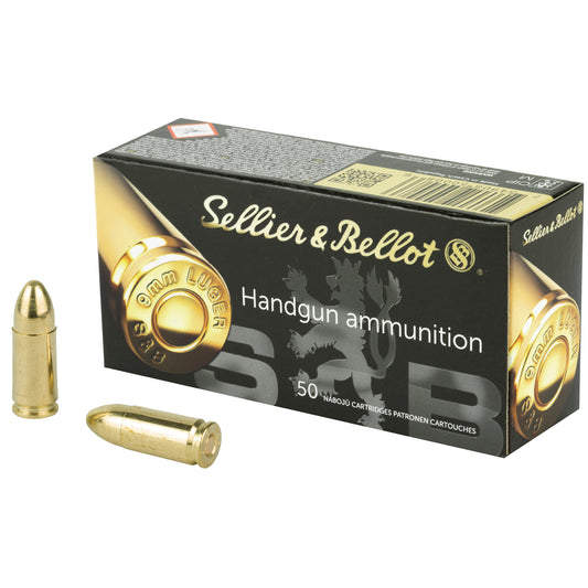 Sellier & Bellot, Pistol, 9MM, 115 Grain, Full Metal Jacket, 50 Round Box