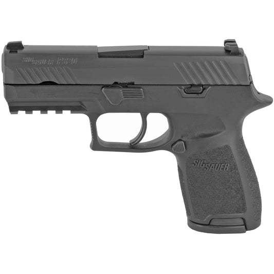 Sig Sauer, P320, Compact, Striker Fired, Semi-automatic, Polymer Frame Pistol, 9MM, 3.9" Barrel, Nitron Finish, Black, Fixed Sights, 10 Rounds, 2 Magazines