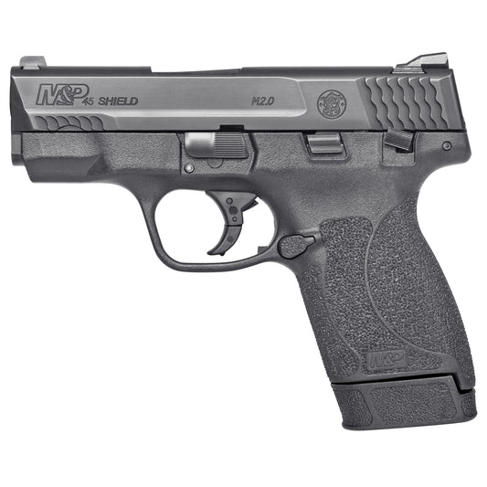 Smith & Wesson, Shield M2.0, Semi-automatic, Striker Fired, Polymer Frame Pistol, Compact Slim, 45ACP, 3.3" Barrel, Armornite Finish, Black, White Dot Front and 2 White Dot Rear Sights, Manual Thumb Safety, 7 Rounds, 1 Magazine