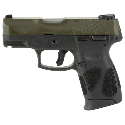Taurus, G2C, Striker Fire, Semi-automatic, Polymer Frame Pistol, Compact, 9MM, 3.26" Barrel, Matte Finish, Moss Green, Adjustable Sights, Manual Thumb Safety, 12 Rounds, 2 Magazines