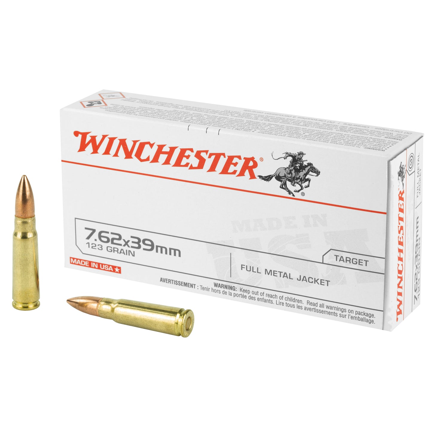 Winchester Ammunition, USA, 762x39, 123 Grain, Full Metal Jacket, 20 Round Box