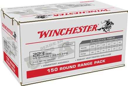 Winchester USA Lake City Rifle Ammunition .223 Rem 55gr FMJ 3240 fps 150/ct
