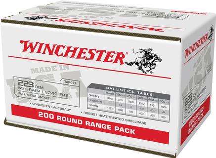 Winchester USA Lake City Rifle Ammunition .223 Rem 55gr FMJ 3240 fps 200/ct