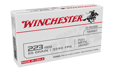 Winchester Ammunition, USA Target, 223 Remington, 55 Grain, Full Metal Jacket, 20 Round Box