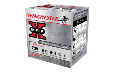 Winchester Ammunition, SUPER X, HIGH BRASS, 28 Gauge 2.75", #6, 3/4 oz, Lead Shot, 25 Round Box