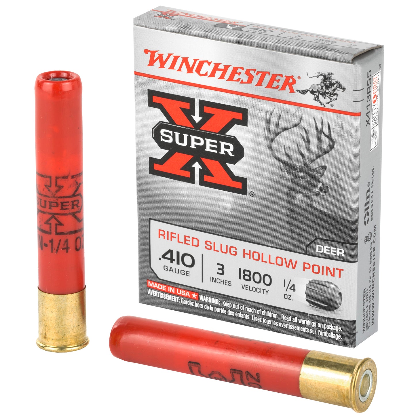 Winchester Ammunition, Super-X, 410 Gauge, 3", 0.25 oz., Slug, 5 Round Box