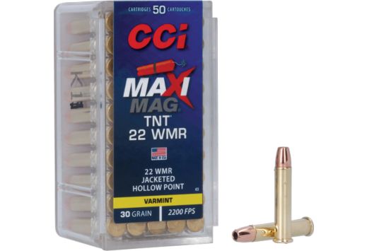 CCI AMMO MAXI-MAG .22WMR 2200FPS. 30GR. TNT-JHP 50-PACK