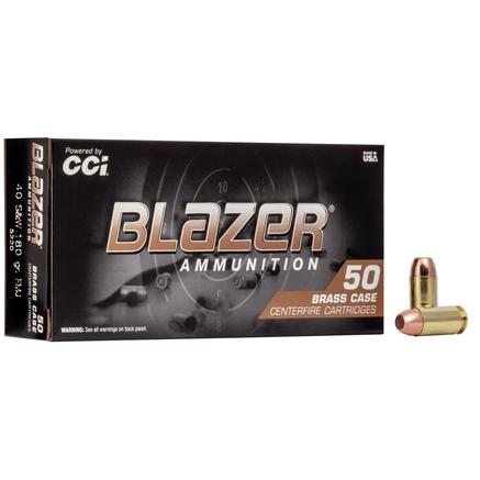 CCI Blazer Brass Handgun Ammunition .40 S&W 180 gr FMJ 985 fps 50/ct