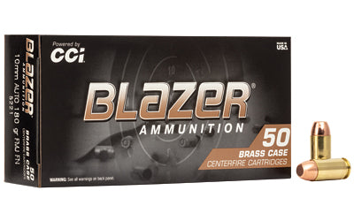 Blazer Ammunition, Blazer Brass, 10MM, 180Gr, Full Metal Jacket, 50 Round Box
