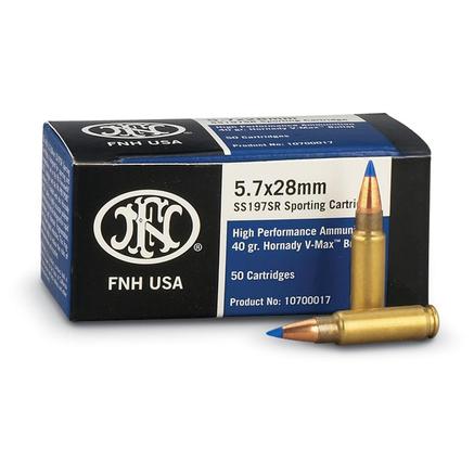 FNH USA 5.7x28mm 40 gr V-Max Handgun Ammo - 50/box
