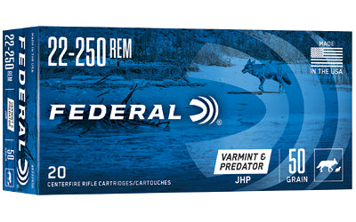 Federal, American Eagle, 22-250, 50 Grain, Jacketed Hollow Point, 20 Round Box