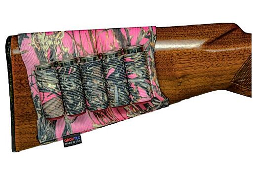 Grovtec Buttstock Cartridge Shell Holder Shotgun Open Style True Timber Pink