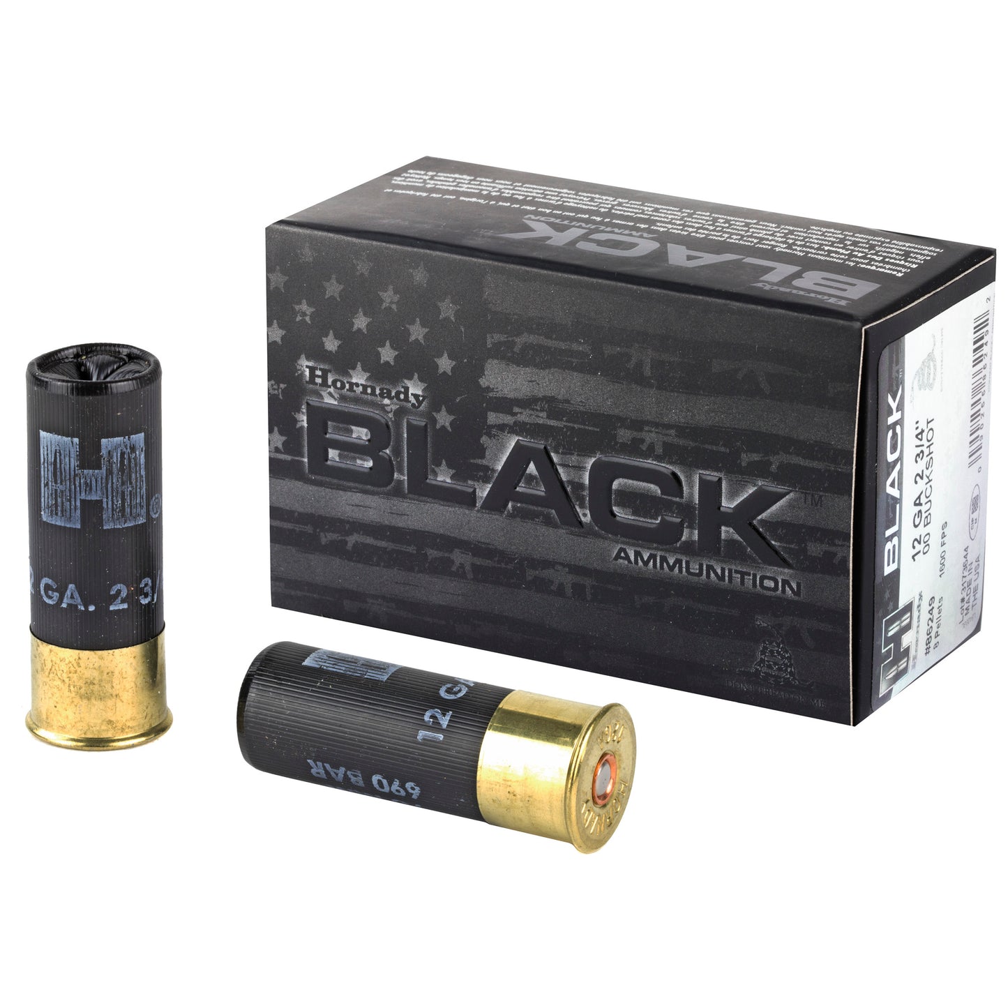 Hornady, BLACK, 12Ga 2.75", 00 Buckshot, 10 Round Box